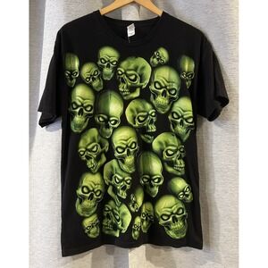 Vintage 90s Skull Pile Graphic T Shirt Black‎ Men's Large